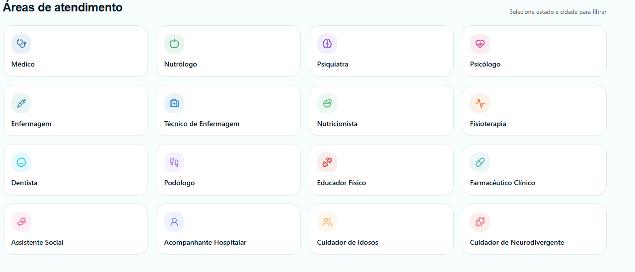 Escolha a Especialidade e Profissional