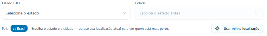 Selecione Estado e Cidade