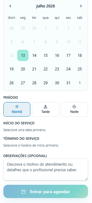 Indique o Período e Agende